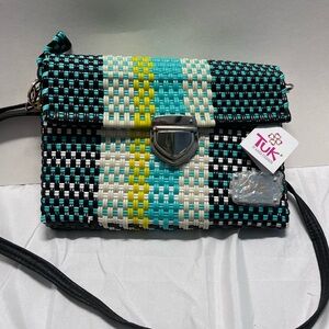 NWT TUK Recycled Clutch Purse with Crossbody Strap